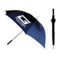 Black Wind-Proof Golf Umbrella w/ Polyester Canopy & Wood Handle (60" Arc)